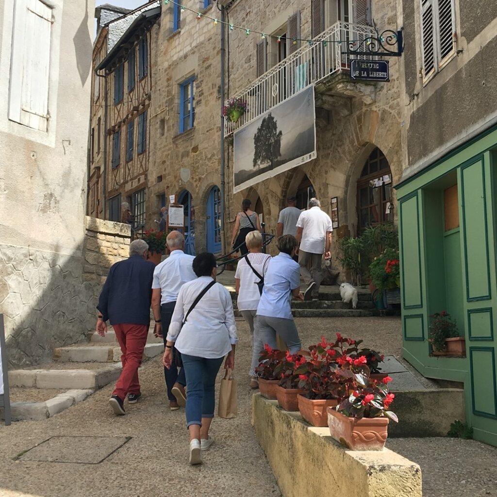 The historic shops of the old town in Terrasson